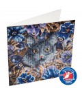 Crystal art diamond painting kaart kat + bloem 18 x 18 cm