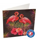 Crystal art diamond painting kaart flamingo's 18 x 18 cm