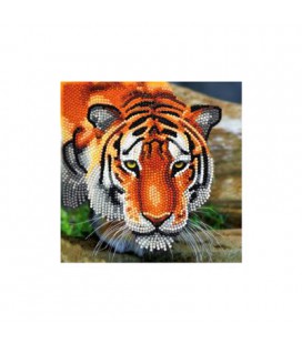 Crystal art diamond painting kaart tijger 18x 18 cm