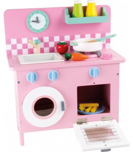 Houten roze retro keuken