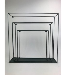 Wire Wall Rack Square set 3 60x15x60/50x12x50/40x10x40 cm