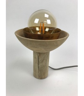 Desk Lamp Wooden nat/Metal 18x6x21 cm Blue Gold