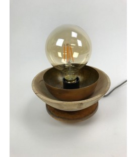 Desk Lamp Wooden nat/Metal 18x13x10 cm Blue Gold