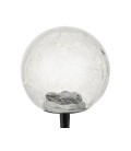 Lumineo LED solar bal glas crackle op steker met 15x micro LED - Ø15x14cm