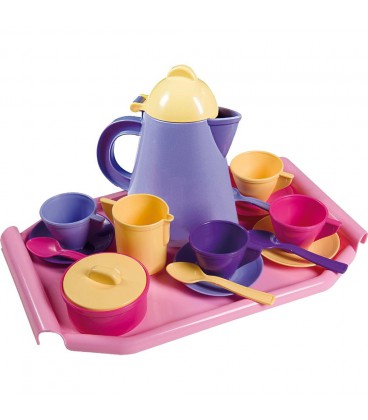 Servies 18 delig roze/ paars