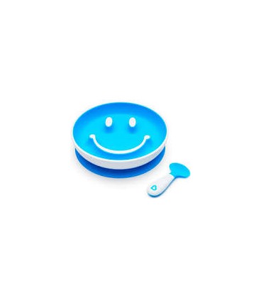 Munchkin smile n scoop bord met lach - blauw