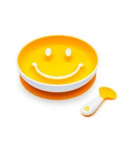 Munchkin smile n scoop bord met lach - geel