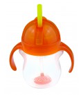 Munchkin Click Lock Tip en sip straw cup/ verzwaarde riettrainercup - roze/oranje