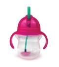 Munchkin Click Lock Tip en sip straw cup/ verzwaarde riettrainercup - roze/oranje