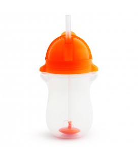 Munchkin Click Lock Tip en sip sippy straw cup/verzwaarde rietjesbeker - roze/oranje 12 mnd