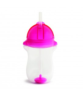 Munchkin Click Lock Tip en sip sippy straw cup/verzwaarde rietjesbeker - roze/oranje 12 mnd