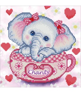 Charity Olifant Diamond Dotz: 40x40 cm