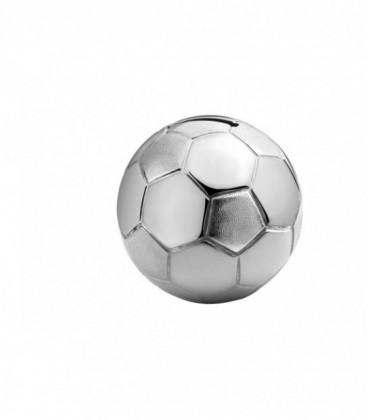 Spaarpot Voetbal verzilverd 8,5x8,5x8,5 zilver kleur