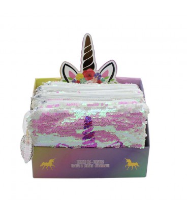 Unicorn toilettas 22.5x14 cm omkeerbare pailletten