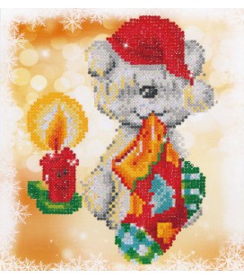 kerst - Puppy Stocking Diamond Dotz: 23x25 cm