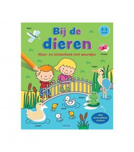 BOEK KLEUR-STICKERBOEK BIJ DE DIEREN