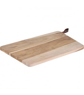 Snijplank teak met leder 40x25x1,5cm