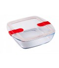 Pyrex Vierkante schaal met deksel 2,2L 25x22x7cm