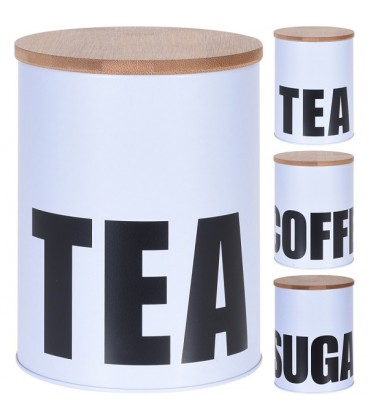 Voorraadblik Tea, Coffee of sugar (per stuk/ assorti geleverd)
