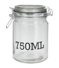 Voorraadpot glas met tekst 750ml 135x100x150mm