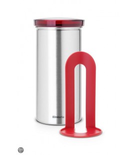 Brabantia Voorraadbus Senseo matt steel rode deksel