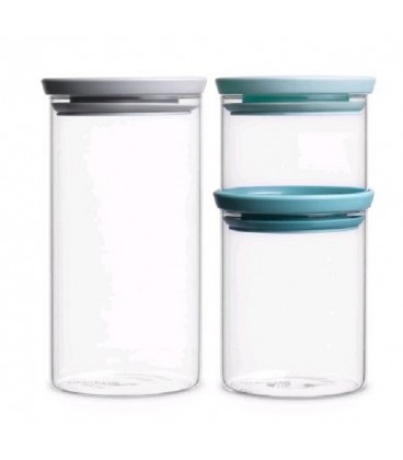 Brabantia Voorraadbus set/3 glas stapelbaar b(0.35,0.6,1.1L)