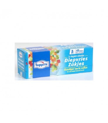 Toppits diepvrieszakjes 1,0ltr pak 6 stuks