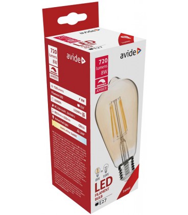 Avide LED Filament Globe Dimmable Amber Coating ST57 8W E27 360° Warmwit 2400K (720 lumen) 8W-DACABLFST57WW-8W-DAC