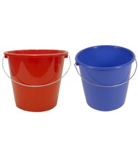 Huishoudemmer 10 ltr blauw of rood gesorteerd met stalen hengsel