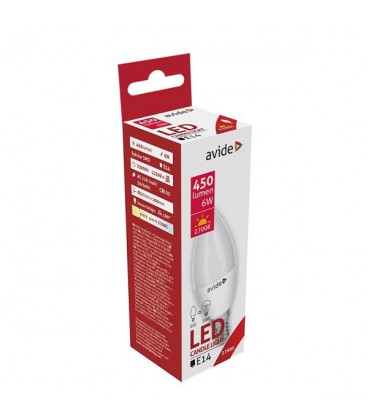 Avide LED candle lamp E14 6W 3000K warmwit 450 lumen A+