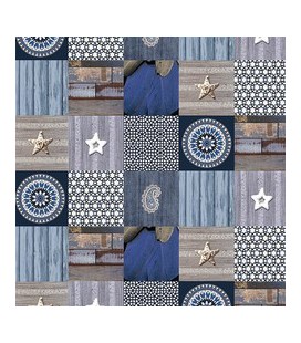 PVC Tafelzeil Andalouse blauw 140 cm x 2 meter lang