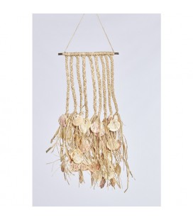 Natural Collections Wand deco raffia met schelpen 59x28cm