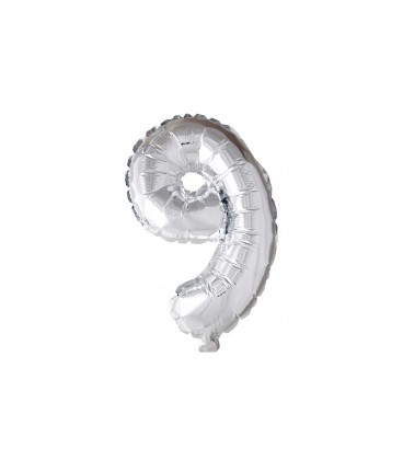 Folie OpblaasCijfer "9" zilver  40cm