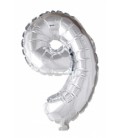 Folie OpblaasCijfer "9" zilver  40cm