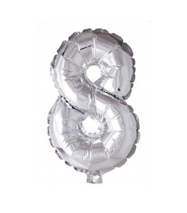 Folie OpblaasCijfer "8" zilver  40cm