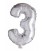 Folie OpblaasCijfer "3" zilver  40cm