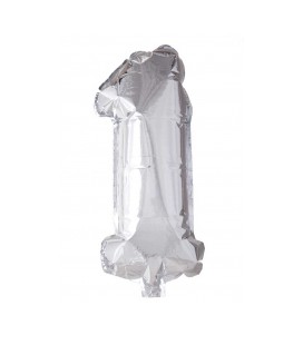 Folie OpblaasCijfer "1" zilver  40cm