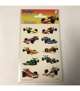 Stickervel formule 1 race auto's  afm16x9 cm set van 3