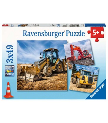 Puzzel Bouwmachines aan het werk: 3x49 stukjes (050321)