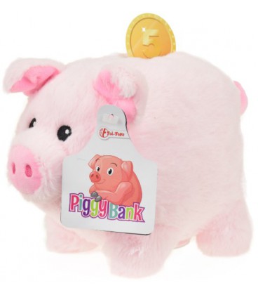 pluche Spaarpot varken Toi-Toys: roze 19 cm (75071A)