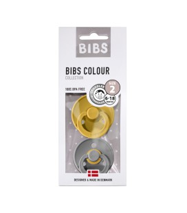 BIBS - FOPSPEEN NATUURRUBBER - BLISTER MOUSTARD/SMOKE T2 EOL € 3,95