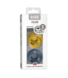 BIBS - FOPSPEEN NATUURRUBBER - BLISTER MOSTERD/PETROL T3