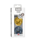 BIBS - FOPSPEEN NATUURRUBBER - BLISTER MOSTERD/PETROL T3