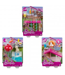 BARBIE MINI PLAYSET MET HUISDIER ASSORTI