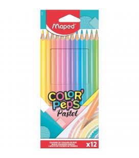 KLEURPOTLODEN PASTEL 12X IN DOOS MAPED