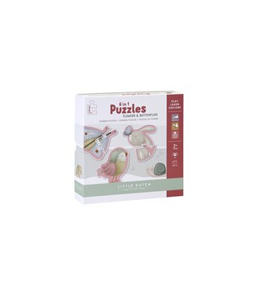 Little Dutch vormenpuzzel 6 in 1 flower en butterflies