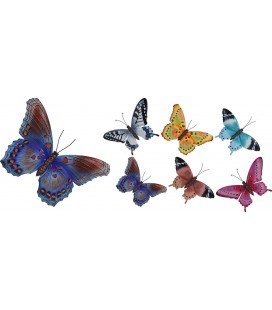Muurdecoratie metalen vlinder 44x37cm 6 assorti