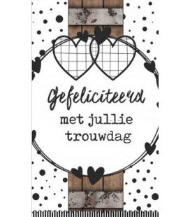 Klein kaartje 5 bij 8,5 cm met tekst gefeliciteerd met jullie trouwdag