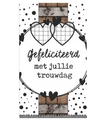 Klein kaartje 5 bij 8,5 cm met tekst gefeliciteerd met jullie trouwdag