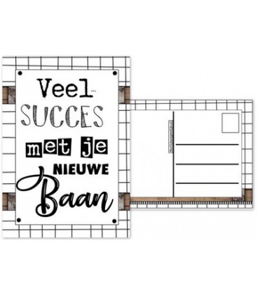 A6 Kaart met tekst ''Veel succes met je nieuwe baan''.